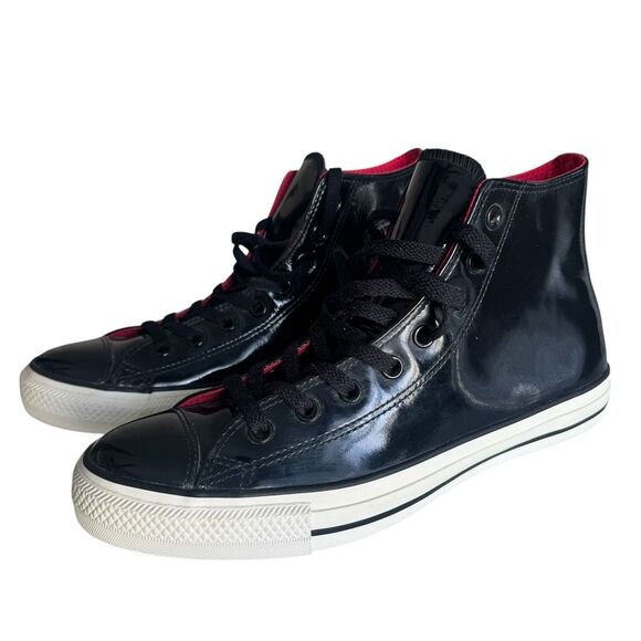 Converse Chuck Taylor Black Patent Leather Sneakers Unisex Size 9.5 M/11.5 W - Picture 2 of 8